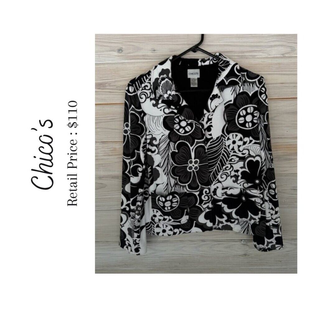 Chico's Floral Transitional Jacket Size 1